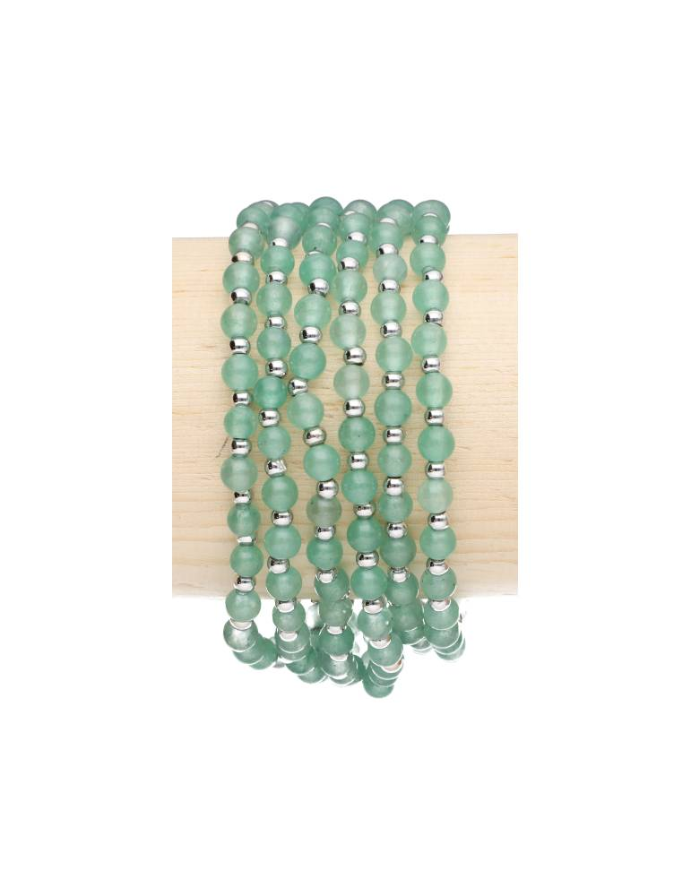 Kopie des Armbands aus Rosenquarz und Metallperlen 4mm AB