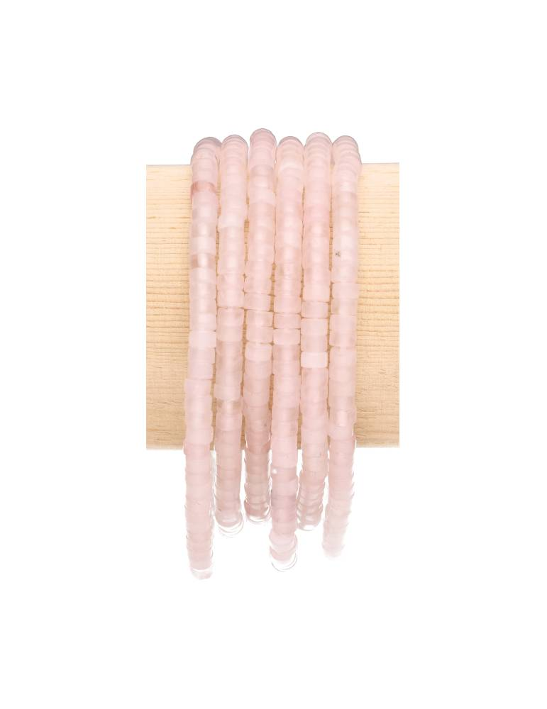 Pulseira de Quartzo Rosa contas Heishi AA