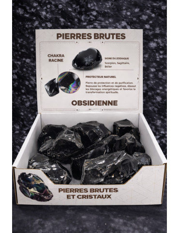 Présentoir obsidienne pierres brutes
