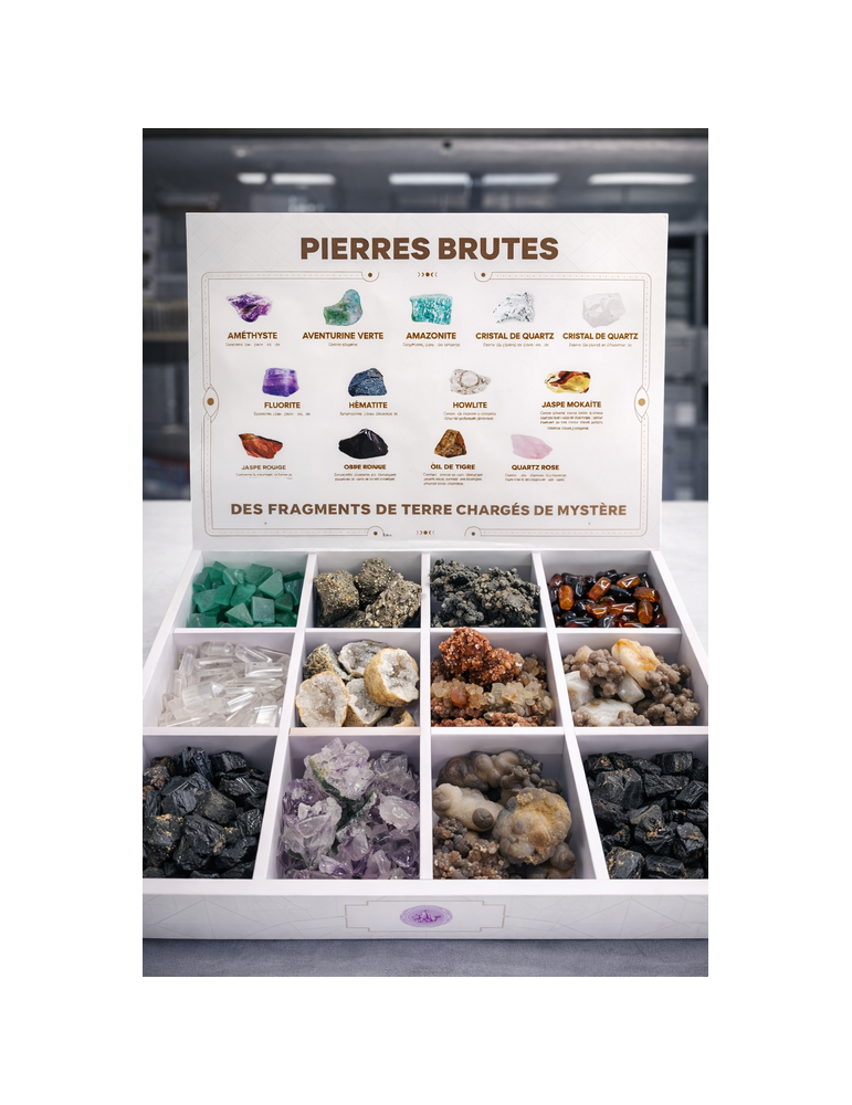 Mineralen souvenir display - kristallen - 12 vakken