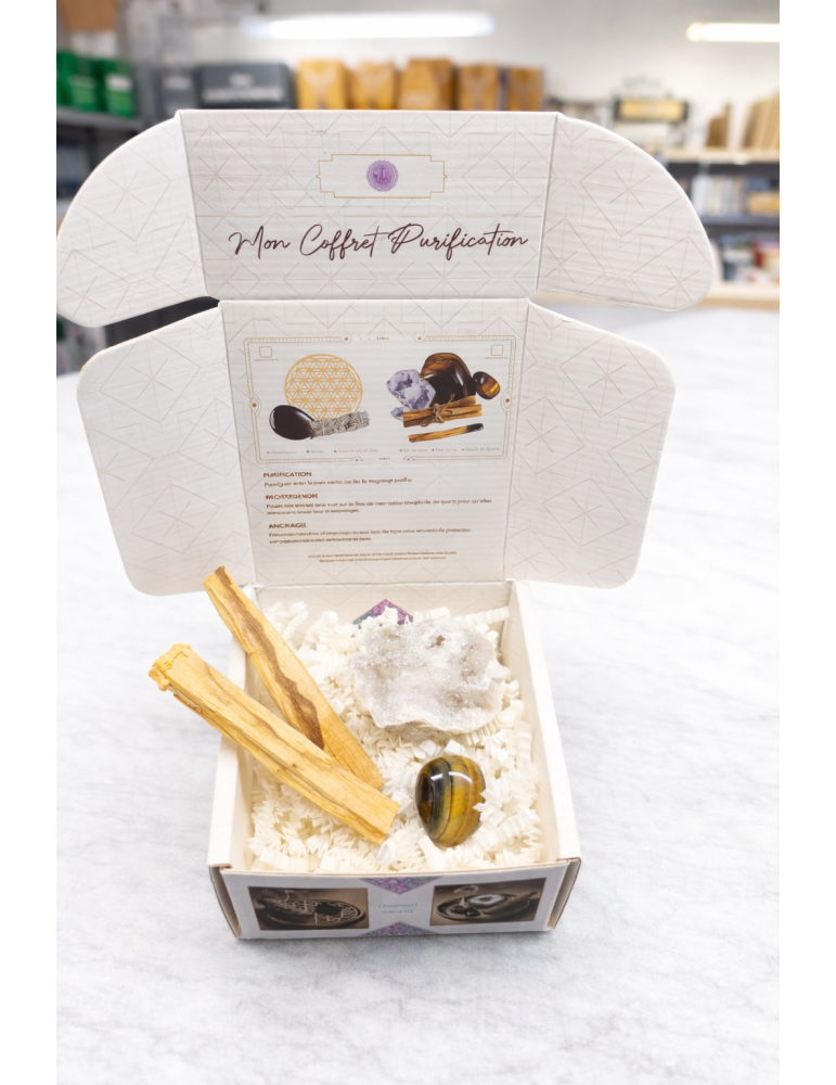 Kit di purificazione Palo Santo, geode di cristallo e Occhio di tigre