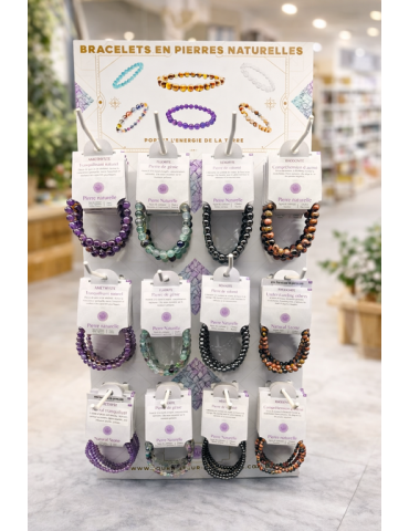 Piccolo espositore da parete o da appoggio per braccialetti 4, 6, 8 mm - 48 pezzi