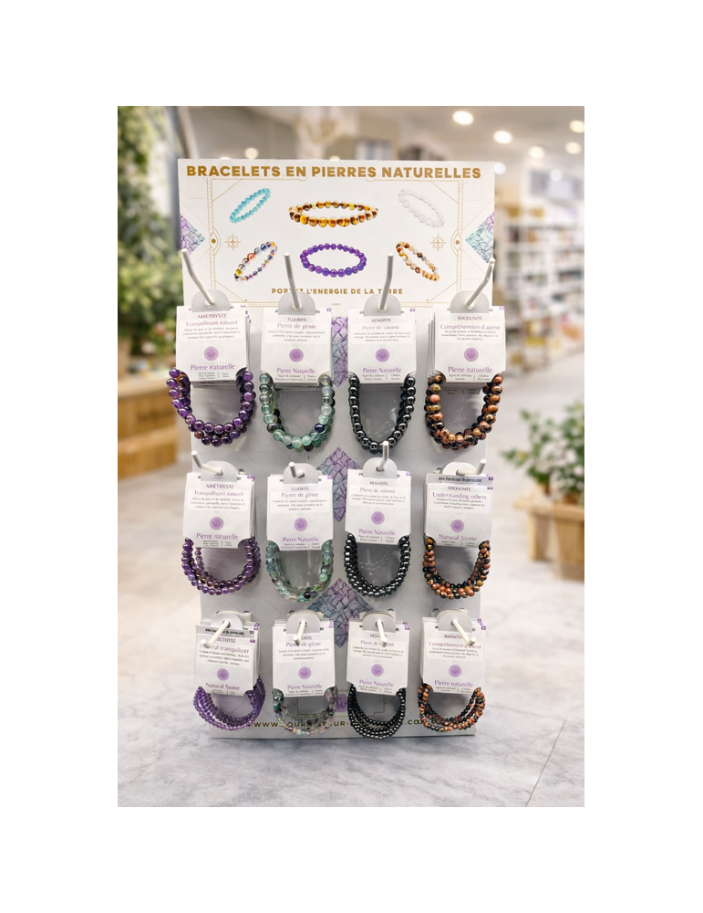 Piccolo espositore da parete o da appoggio per braccialetti 4, 6, 8 mm - 48 pezzi