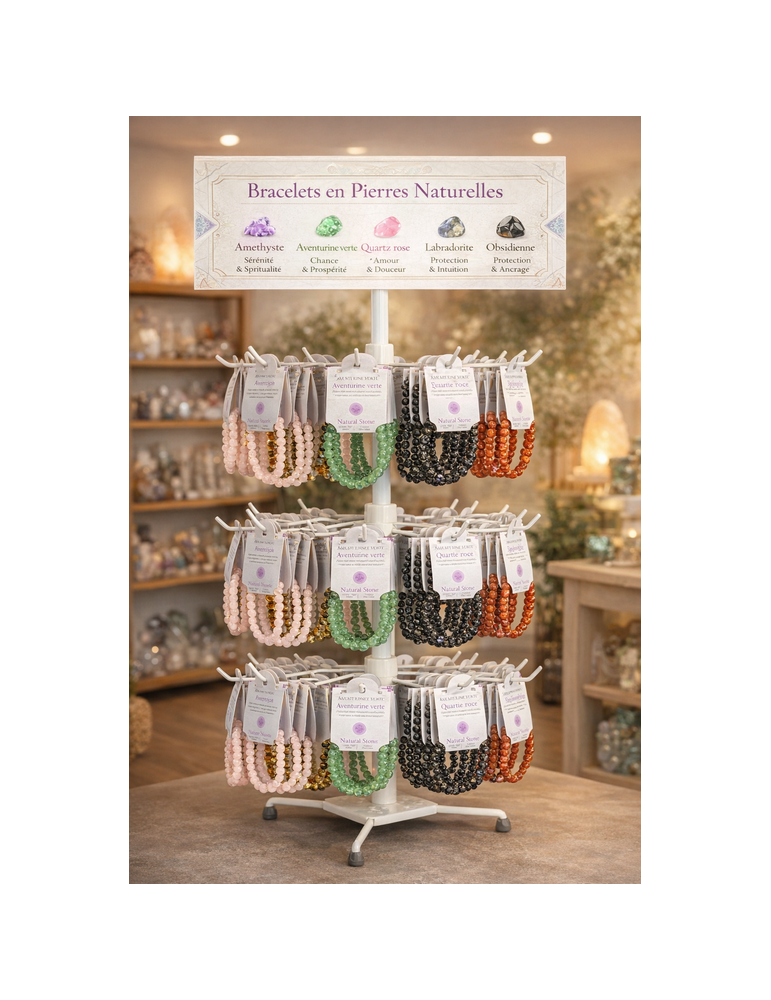 Best-sellers tourniquet bracelet pack, 120 pieces in natural stones 4, 6, and 8 mm