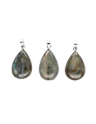Pendentif goutte labradorite acier