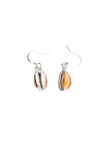 Boucles d'oreilles coquillage cauri beige
