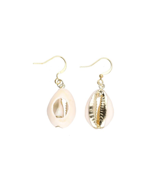 Copia de Aretes con concha de cauri beige
