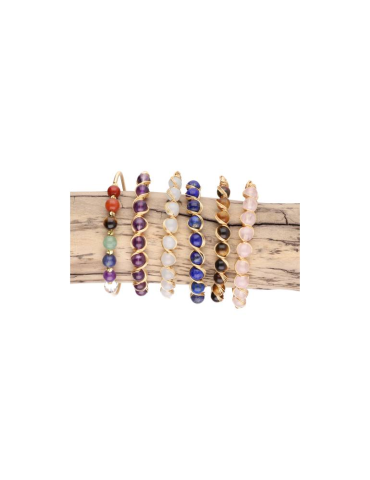 Bracelet acier inoxydable + 9 perles 7mm