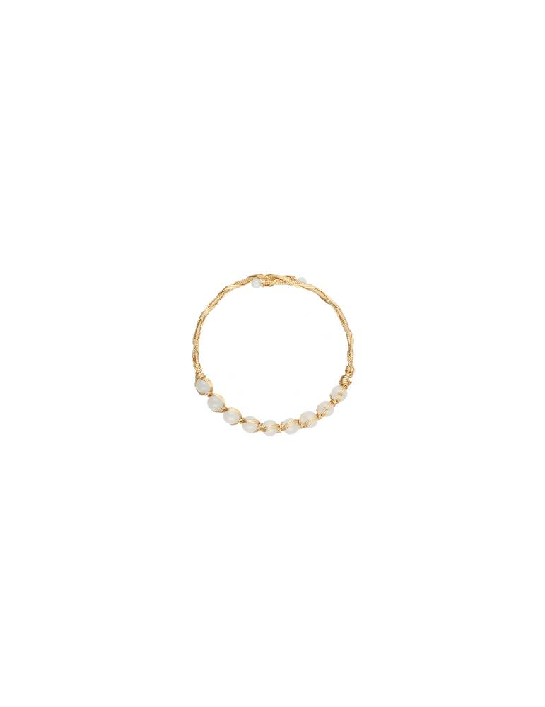 Bracelet acier inoxydable + 9 perles 7mm