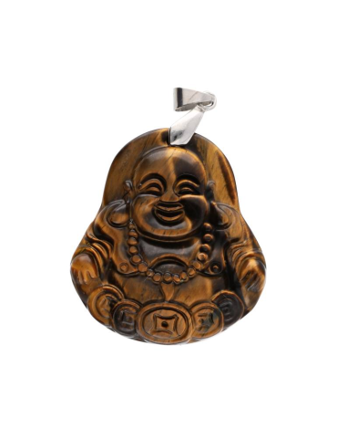 Laughing Buddha pendant in AA tiger's eye