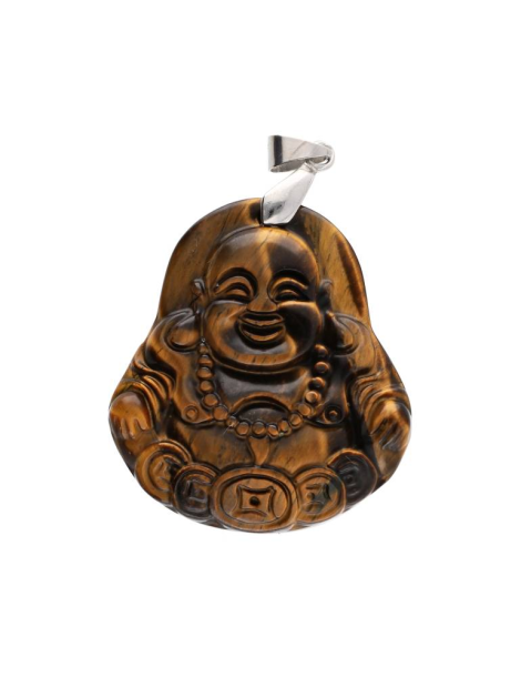 Pendentif bouddha rieur oeil de tigre AA