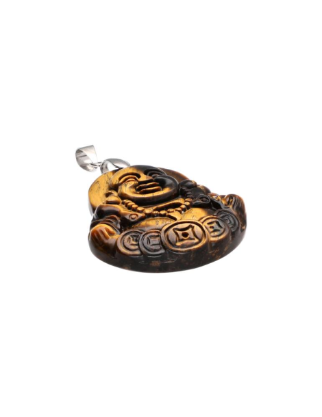 Laughing Buddha pendant in AA tiger's eye