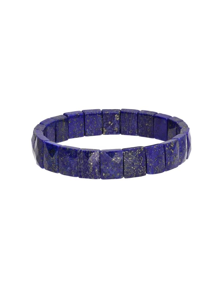 Pulseira de retângulos de lápis-lazúli facetados AA