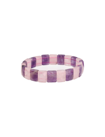 Bracciale ametista e quarzo rosa sfaccettato AA