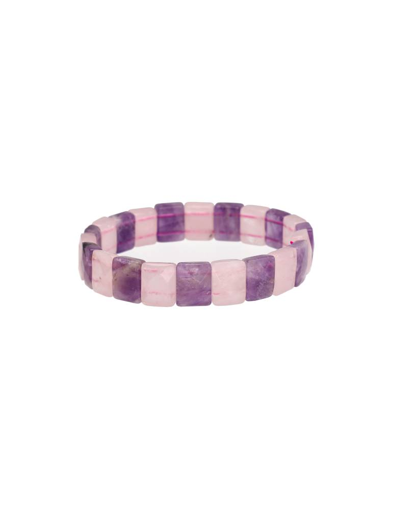 Pulseira de ametista e quartzo rosa facetados AA