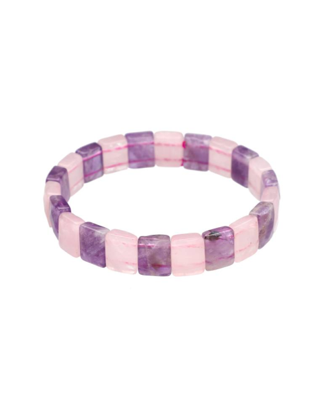 Bracelet améthyste et quartz rose facettes AA