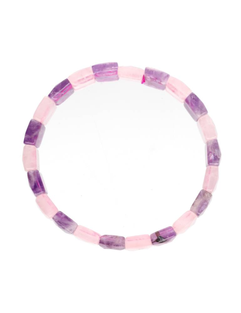 Amethyst and rose quartz bracelet faceted AA