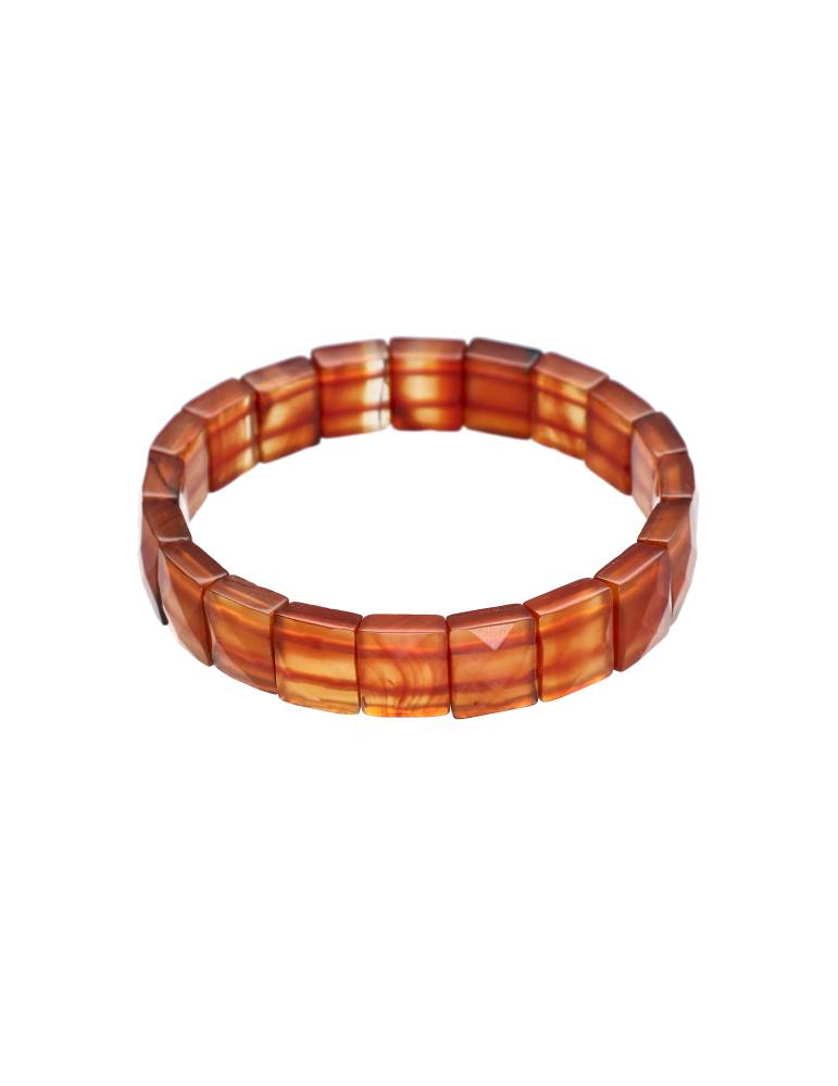 Armband aus facettierten Karneol-Quadraten AA