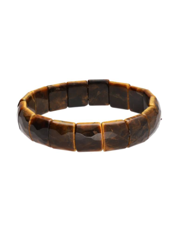 Tigerauge-Armband mit facettierten quadratischen Steinen A