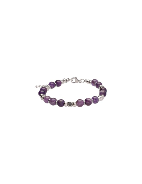 Verstellbares Armband aus Stein- und Metallperlen