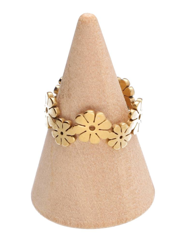 Conjunto de 5 anéis coroa floral dourados