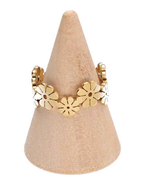 Set of 5 gold floral crown rings