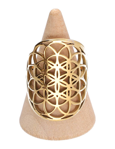 Bague fleur de vie dorée M lot x5