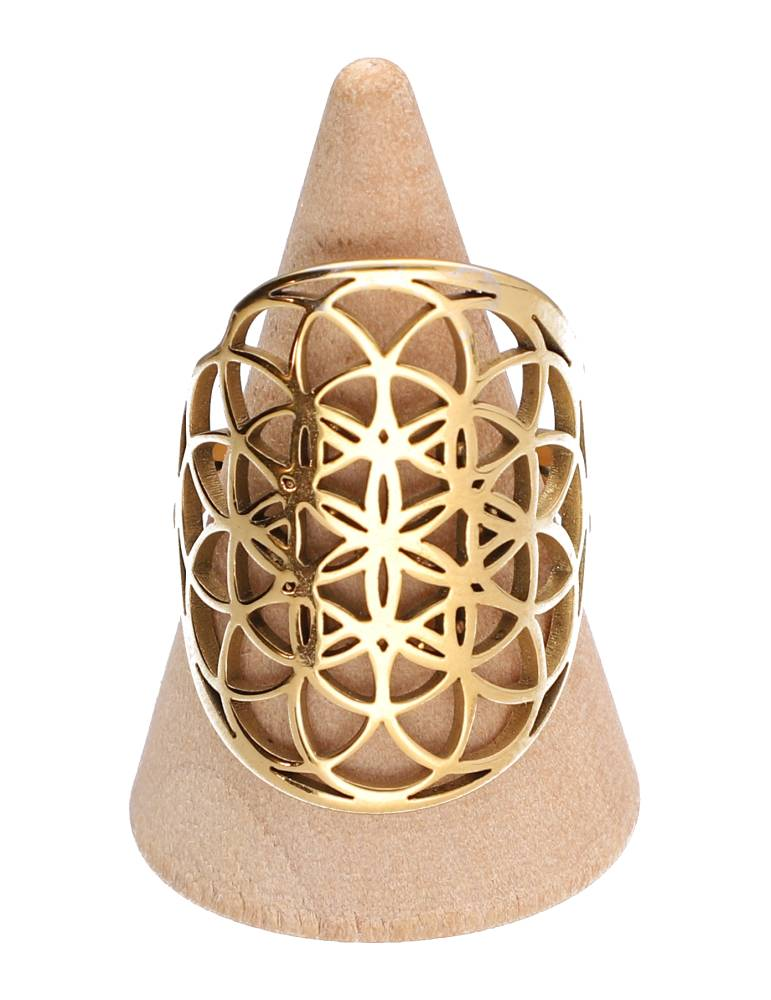 Bague fleur de vie dorée M lot x5