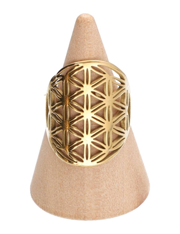 Gouden levensbloem ring S set x5