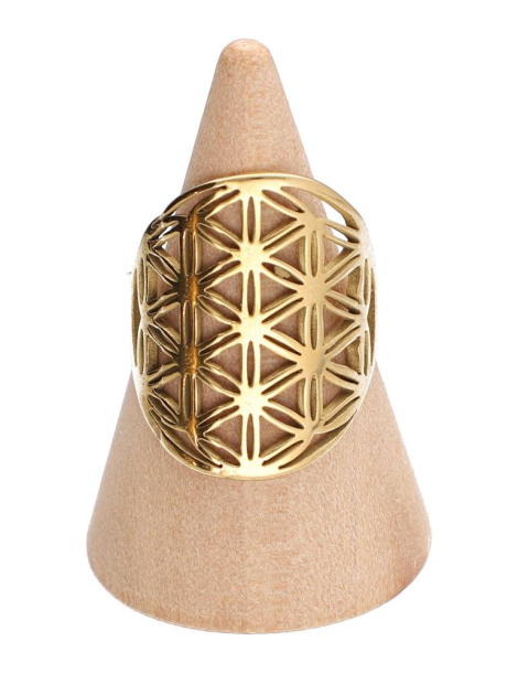 Bague fleur de vie dorée S lot x5