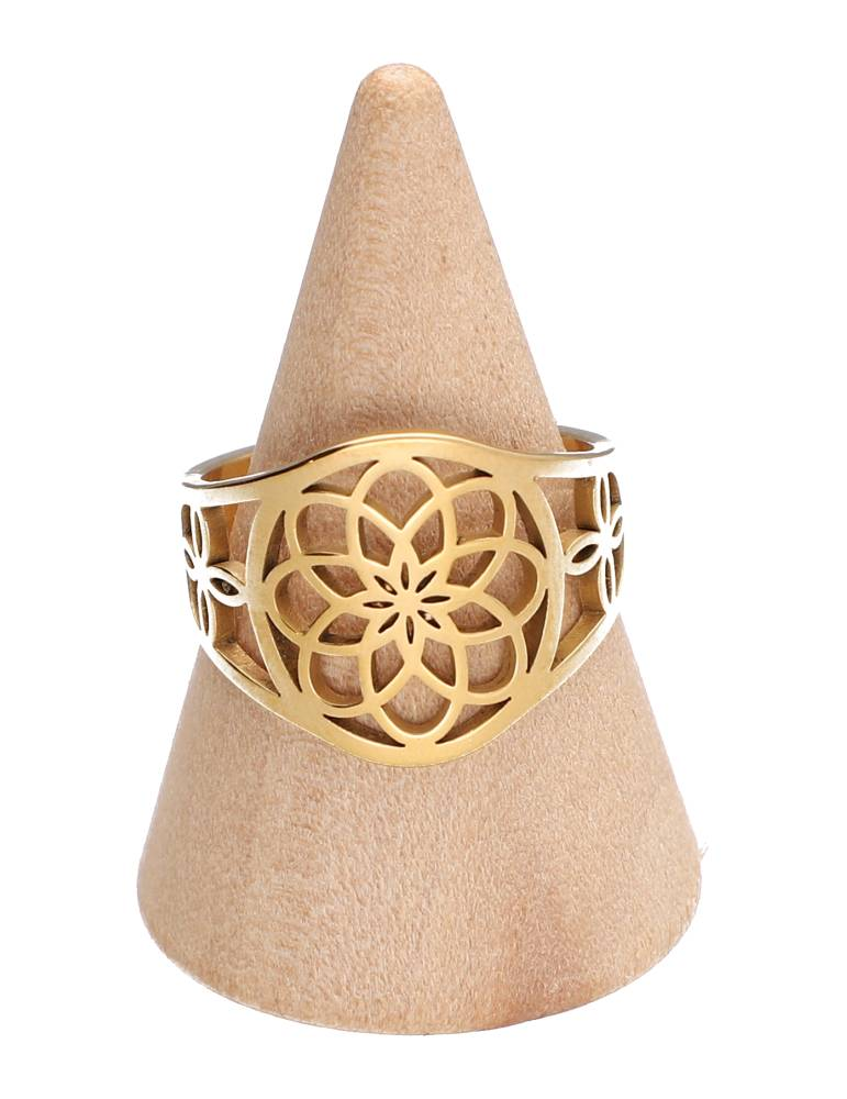 Bague rosace fleurs dorée lot x5