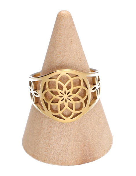 Anello a rosone con fiori dorati set x5
