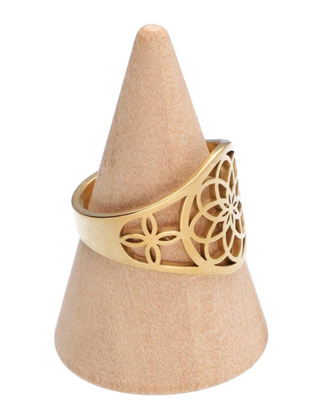 Bague rosace fleurs dorée lot x5