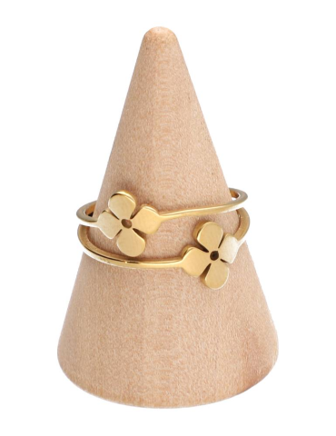 Bague trèfles dorée lot x5