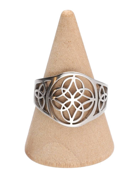 Bague rosace fleurs argentée lot x5