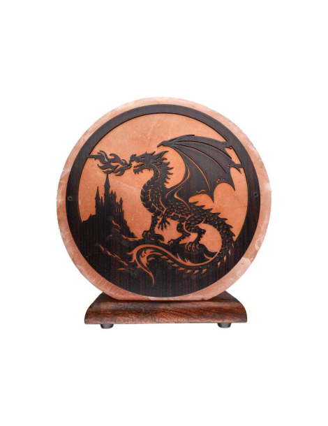 Himalayan salt lamp with dragon motif 20 x 7