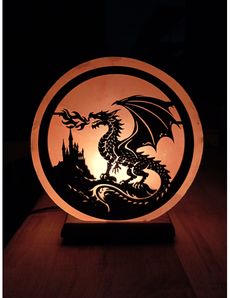 Lampe sel de l’Himalaya motif dragon 20 x 7