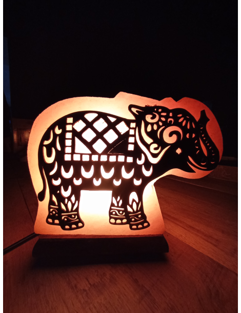 Lámpara de sal del Himalaya con diseño de elefante 20 x 7