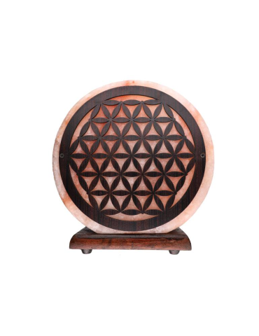 Himalaya-Salzlampe mit Lebensblumenmotiv 20 x 7