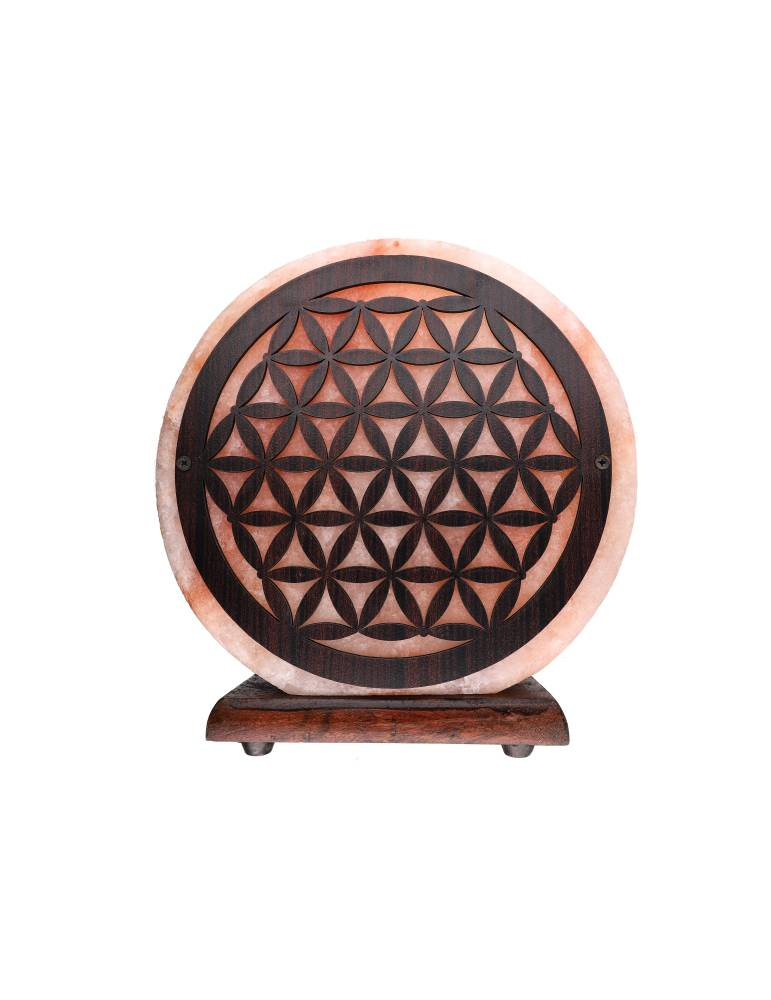 Lampe sel de l’Himalaya motif fleur de vie 20 x 7