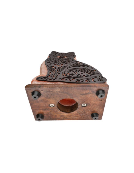 Lampe sel de l’Himalaya motif chat 1 22 x 7