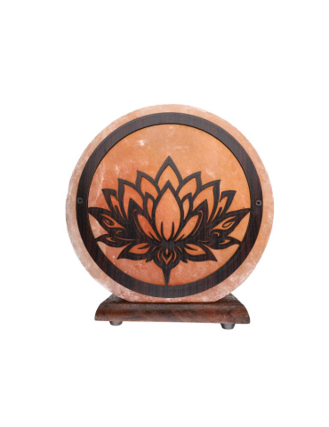 Lámpara de sal del Himalaya con diseño de loto 20 x 7