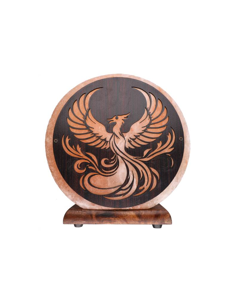 Himalayan salt lamp with phoenix design 20 x 7