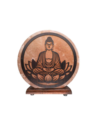 Lâmpada de sal do Himalaia com motivo de Buda 20 x 7