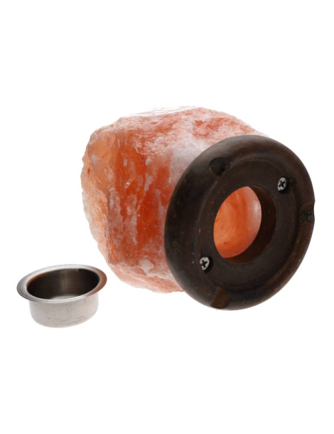 Ruwe Himalaya zoutlamp + houder 15 cm