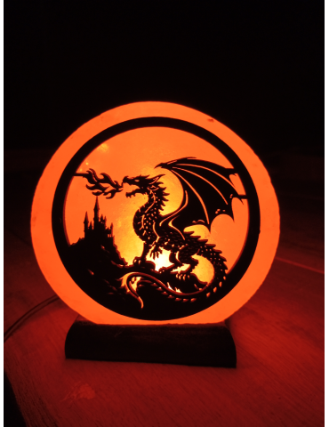 Himalayan salt lamp with dragon motif 10 x 6