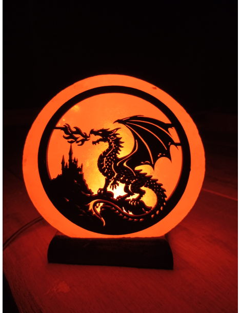 Lámpara de sal del Himalaya diseño dragón 10 x 6