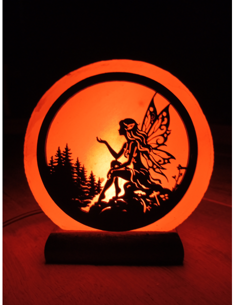 Lampe sel de l’Himalaya motif fée 10 x 6