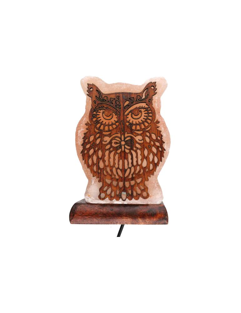 Lampe sel de l’Himalaya motif hibou 12 x 6