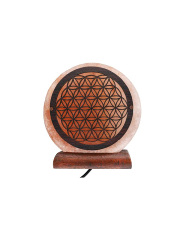 Lampe sel de l’Himalaya motif fleur de vie 10 x 6